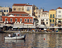 Evening light and boats in Old Harbor Chania Crete Greek Isles