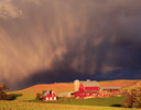 Storm Passing over Red Barns Near Moscow, Idaho
