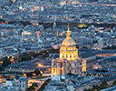 Evening light and city from above with Les Invalides, Paris France