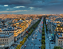 View of Paris from atop Arc de Triomphe, France